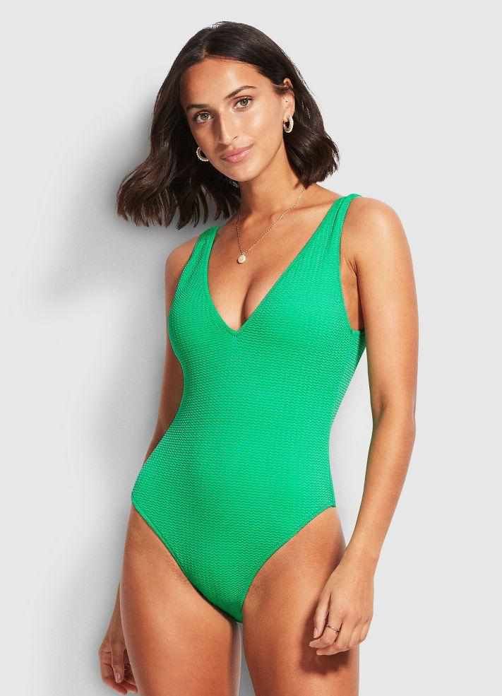 Seafolly Deep V Neck One Piece - Sea Dive
