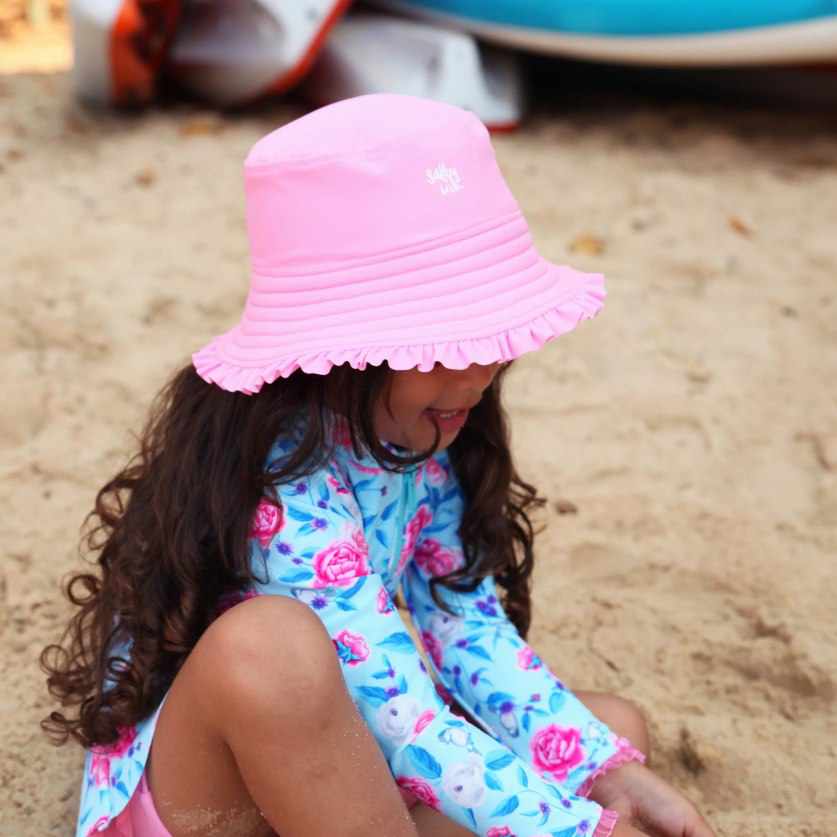 Salty Ink Little Girls Sunhat - Candy Pink
