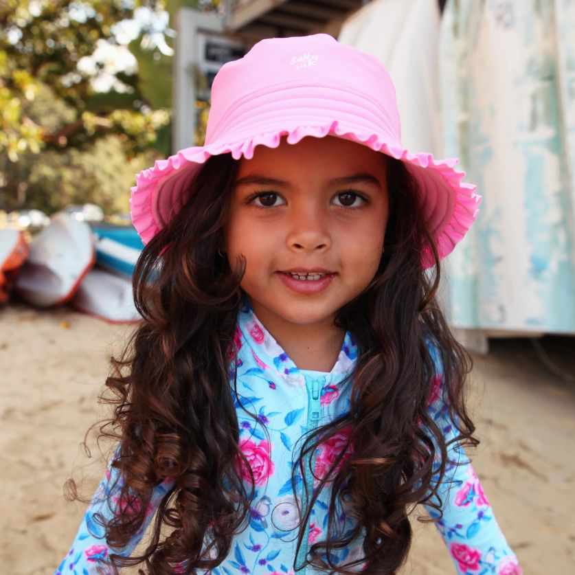 Salty Ink Little Girls Sunhat - Candy Pink