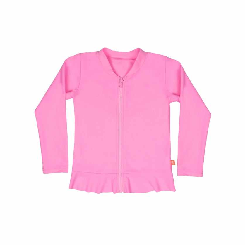 Salty Ink Little Girls Long Sleeve Rashvest - Candy Pink