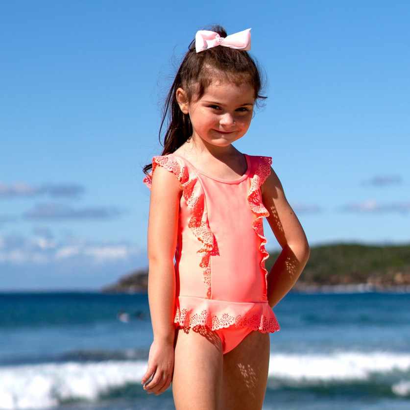 Salty Ink Little Girls One Piece - Peach