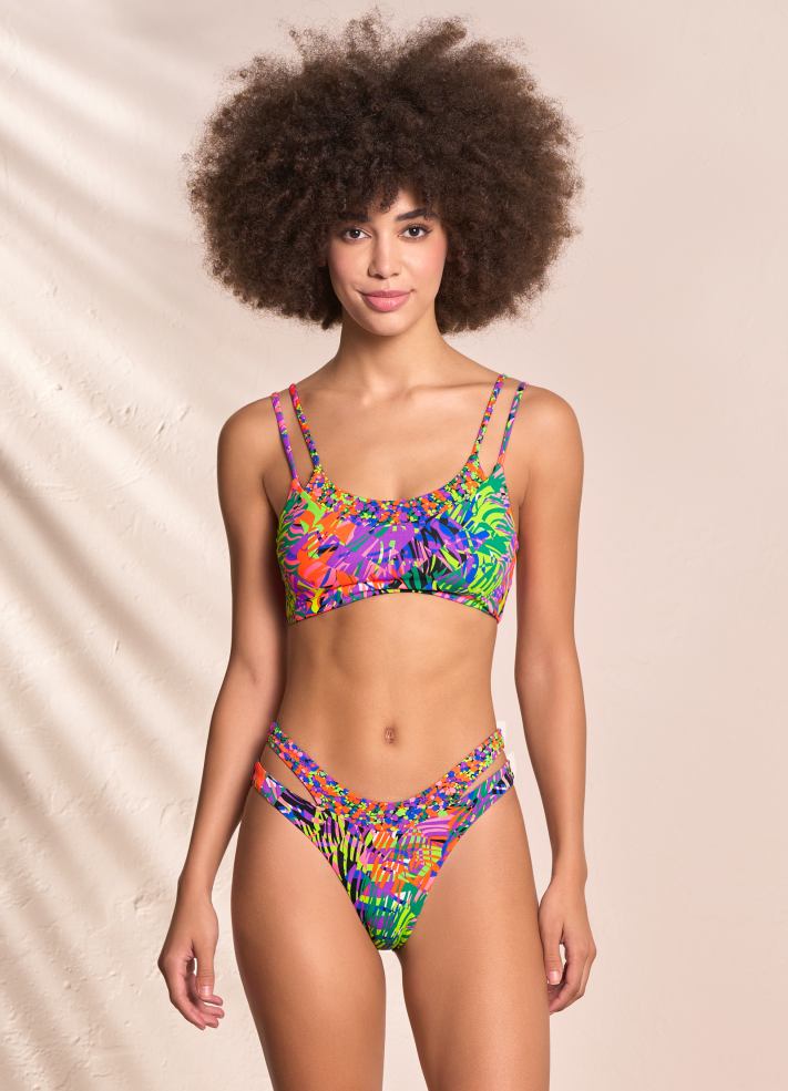 Maaji Twin Reversible Twin Strap High Leg Bikini Bottom - Rhapsody