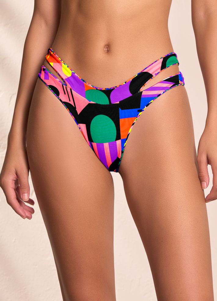 Maaji Twin Reversible Twin Strap High Leg Bikini Bottom - Rhapsody