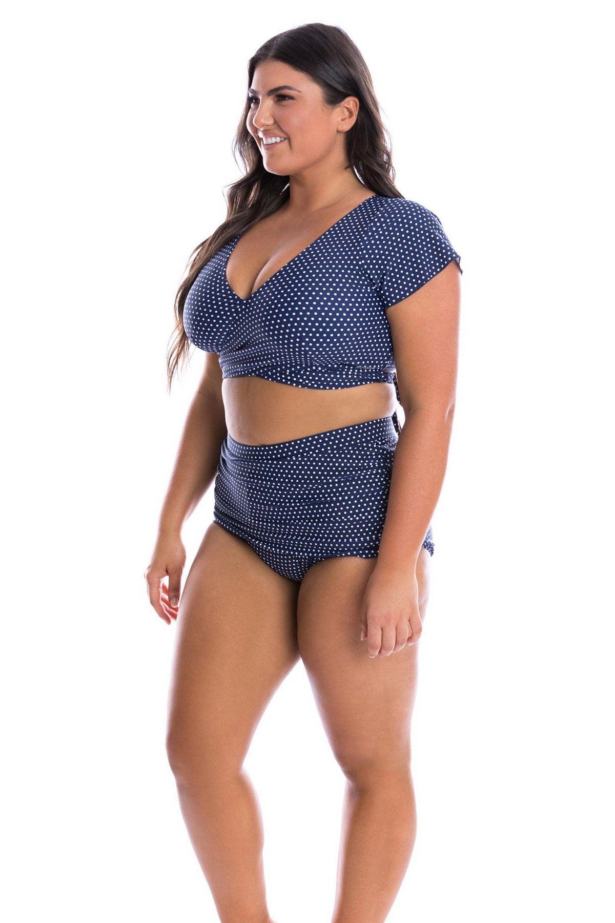 Capriosca wrap top - Navy Dots-Splish Splash Swimwear-Splish Splash Swimwear