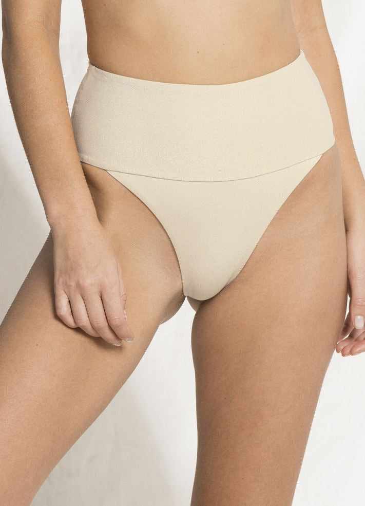 Maaji Babylon High Rise/High Leg Reversible Bikini Bottom - Nacar