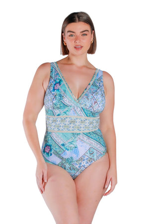 Capriosca V Neck One Piece - Whitehaven