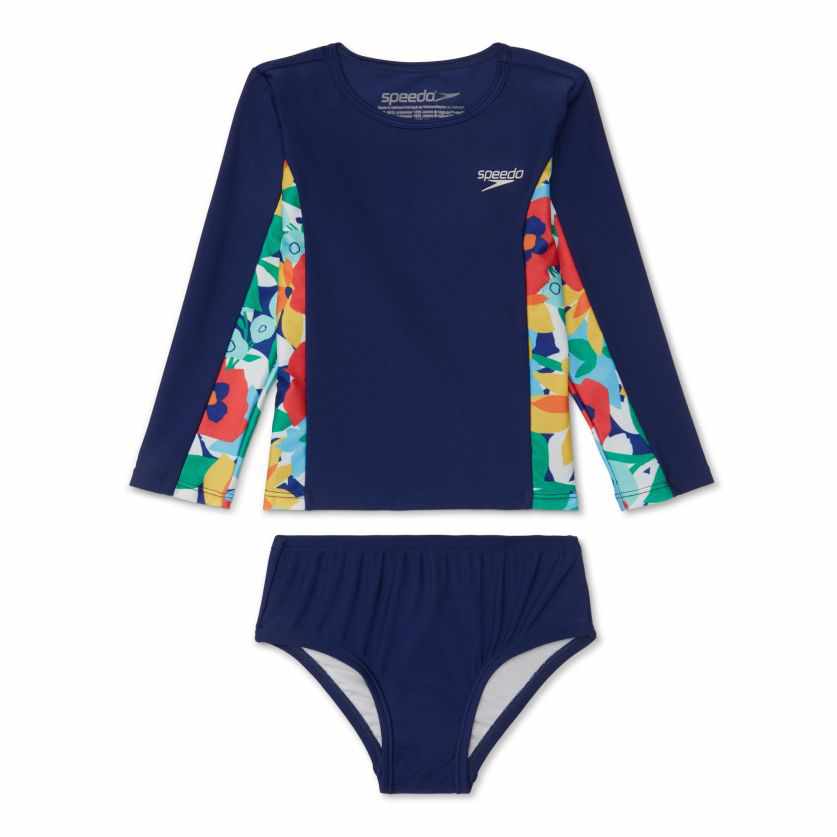 Speedo Toddler Girls Long Sleeve Rashie Set - Collage Floral