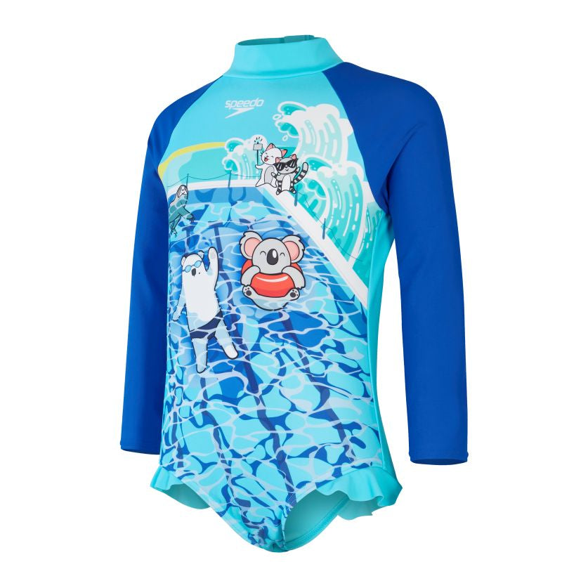 Speedo Toddler Girls Longsleeve Frill One Piece - Down Under