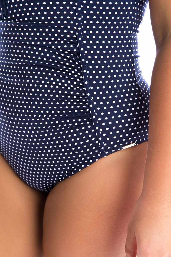 Capriosca Frill Sleeve One Piece - Navy & White Dots