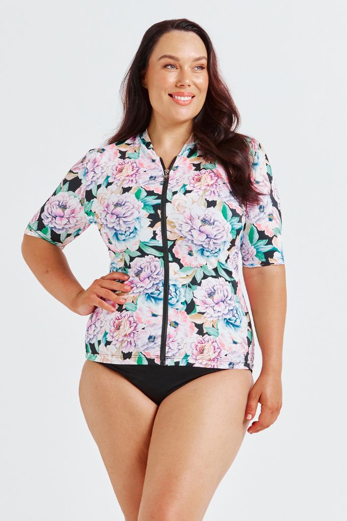 Capriosca Short Sleeve Rash Vest - Positano Black