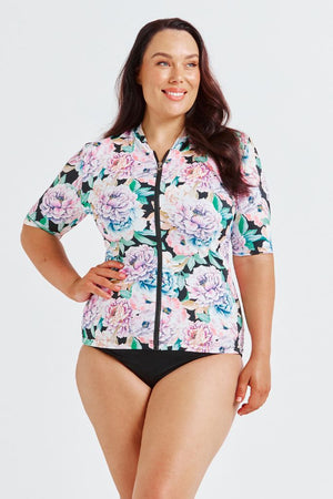 Capriosca Short Sleeve Rash Vest - Positano Black