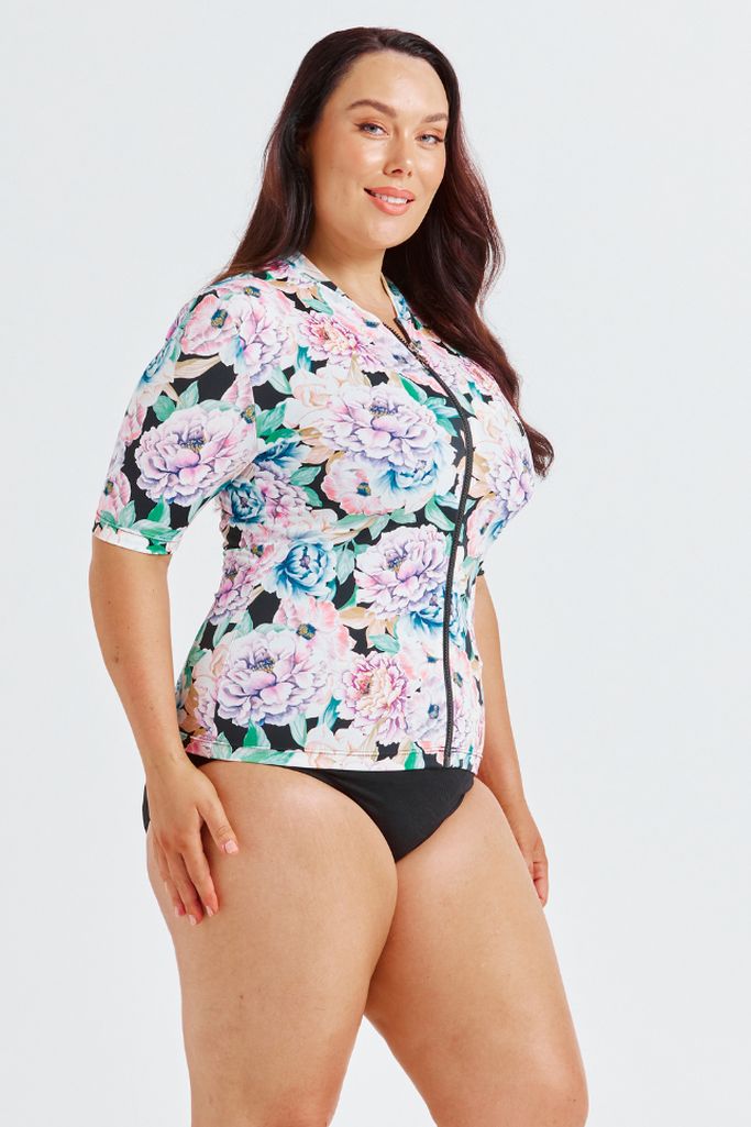 Capriosca Short Sleeve Rash Vest - Positano Black