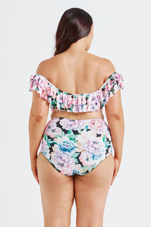 Capriosca Double Frill Bikini Top - Positano Black