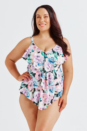 Capriosca 3 Tier Tankini Top - Positano Black