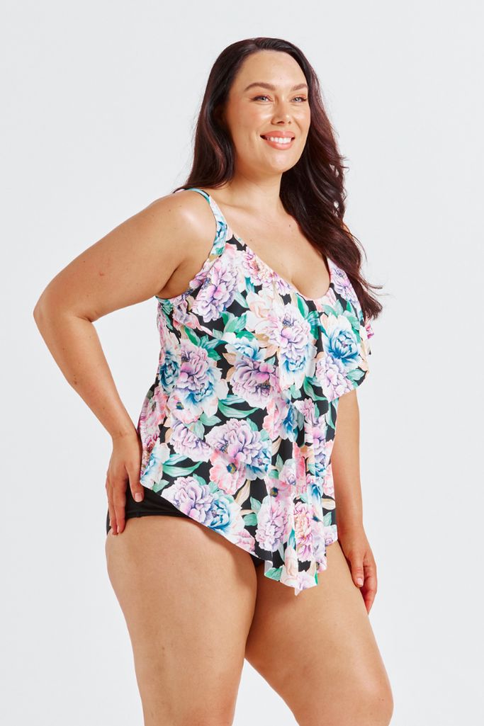 Capriosca 3 Tier Tankini Top - Positano Black