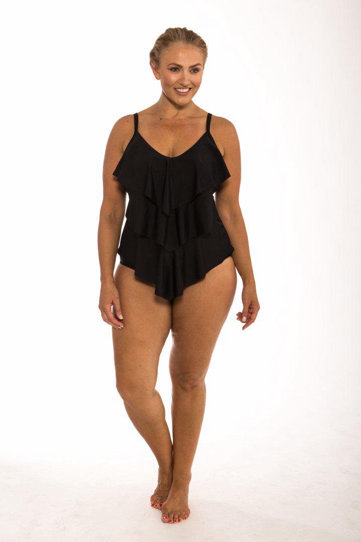 Capriosca 3 Tier One Piece - Black-Splish Splash Swimwear-Splish Splash Swimwear