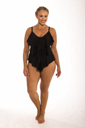 Capriosca 3 Tier One Piece - Black-Splish Splash Swimwear-Splish Splash Swimwear