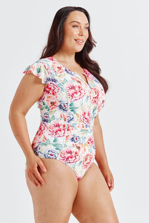 Capriosca Frill Sleeve One Piece - Positano White