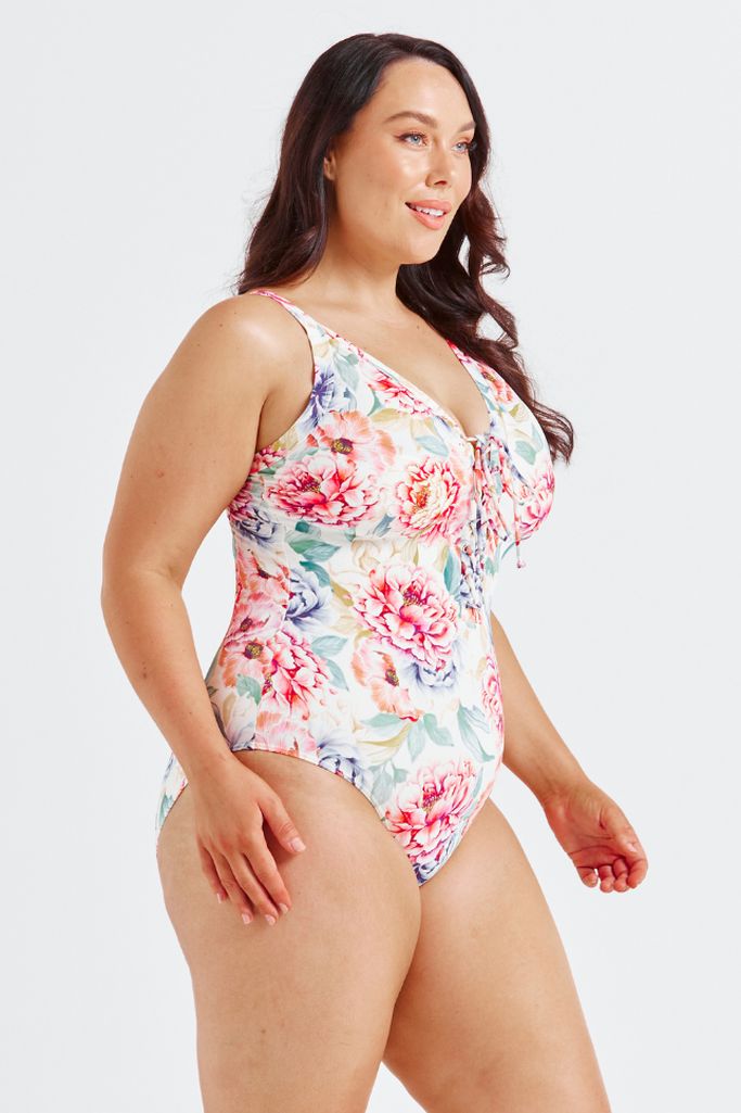 Capriosca Lace Up One Piece - Positano White