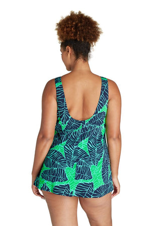 Genevieve Princess Line Swimdress with Mastectomy Pockets - Shadow Palms