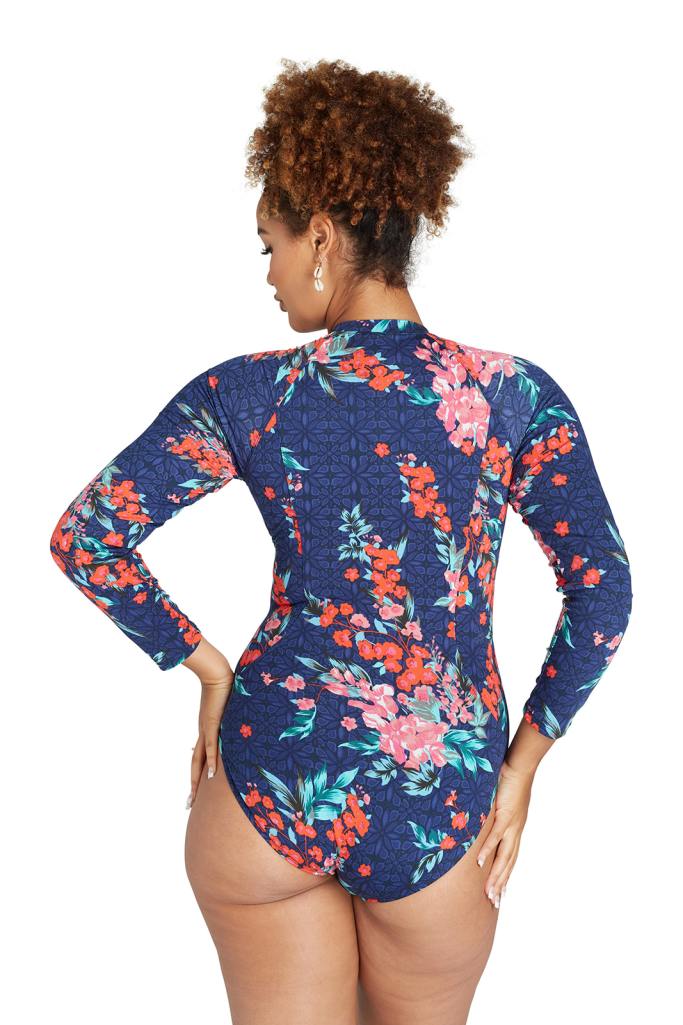 Genevieve Longsleeve Sunsuit with Mastectomy Pockets - Japanese Blossom