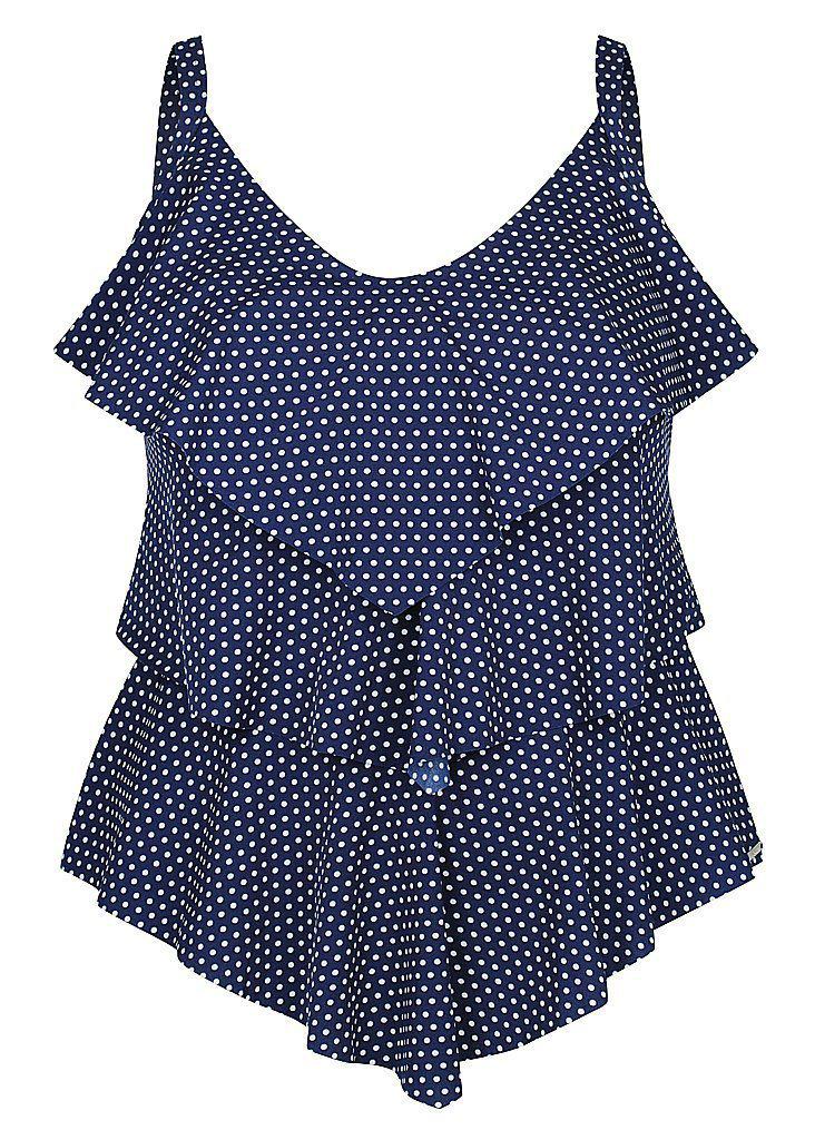 Capriosca 3 tier tankini top - Navy Dots-Splish Splash Swimwear-Splish Splash Swimwear