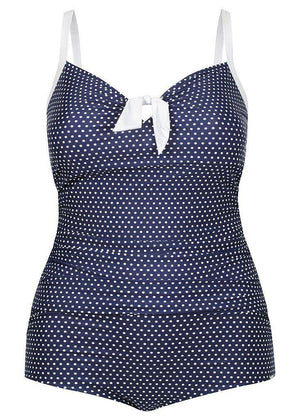 Capriosca Boyleg One Piece - Navy Dots-Splish Splash Swimwear-Splish Splash Swimwear