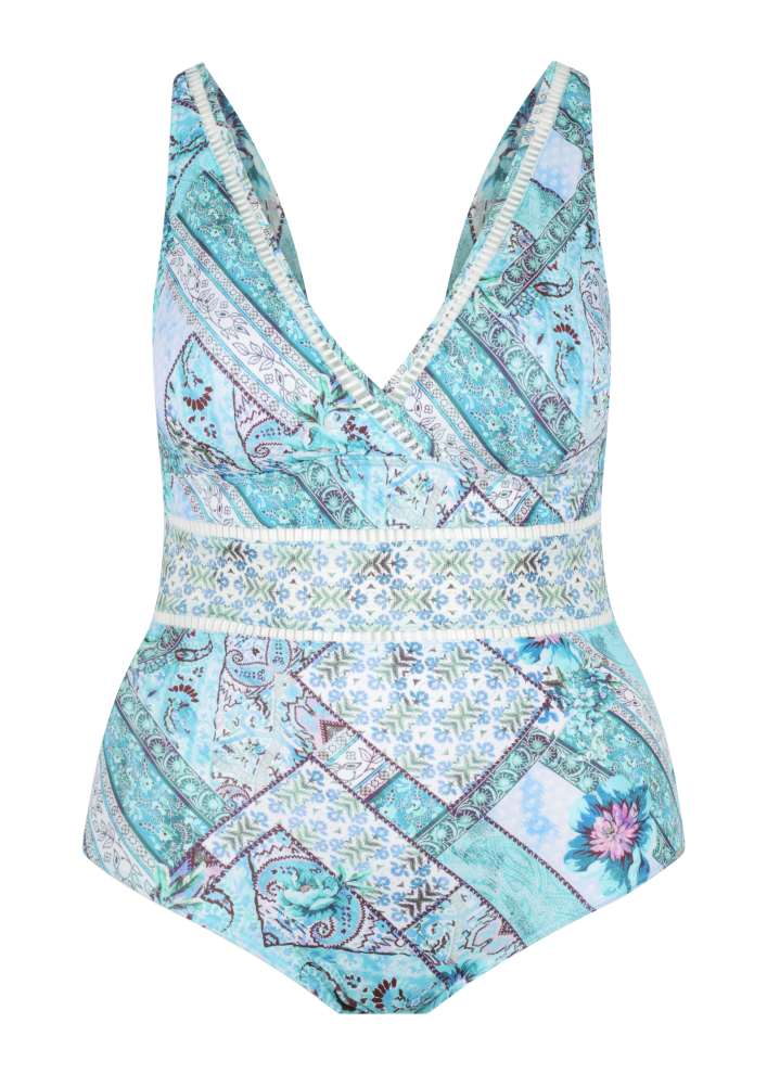 Capriosca V Neck One Piece - Whitehaven