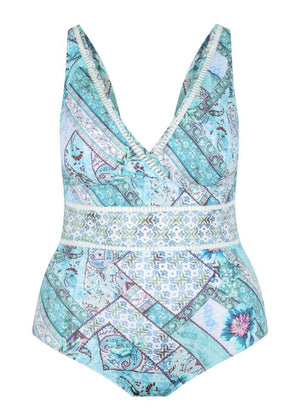 Capriosca V Neck One Piece - Whitehaven