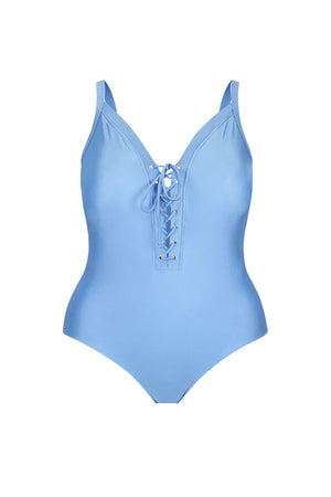 Capriosca Lace Up One Piece - Province Blue