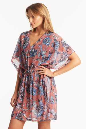 Sea Level Panelled Mesh Kaftan - Pilgrim