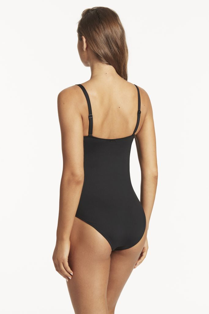 Sea Level Square Neck Bralette One Piece - Scallop