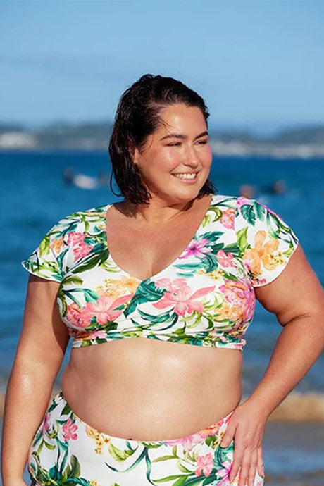 Capriosca Wrap Crop Bikini Top - Bora Bora White