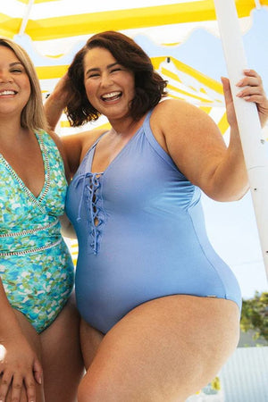 Capriosca Lace Up One Piece - Province Blue