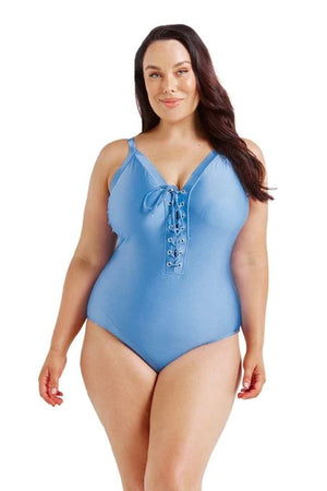 Capriosca Lace Up One Piece - Province Blue