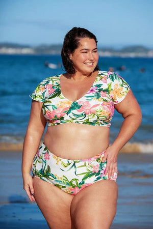 Capriosca Wrap Crop Bikini Top - Bora Bora White