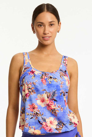 Sea Level Blue Hawaii Blouson Tank Multifit Singlet Top - Blue Hawaii