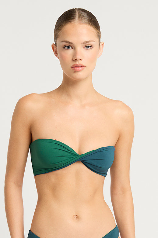 Bond-eye Reversible Ida Tie Back Bandeau - Petrol Blue/Forest