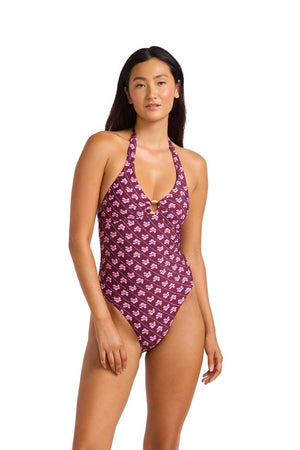 Seafolly Ring Front Halter One Piece - Batik Bloom