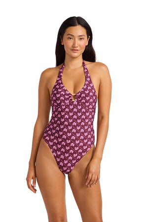 Seafolly Ring Front Halter One Piece - Batik Bloom