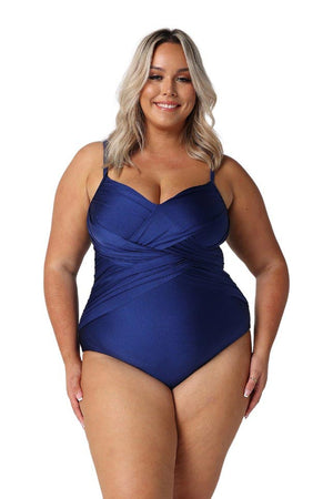 Capriosca Criss Cross One Piece - Metallic Navy