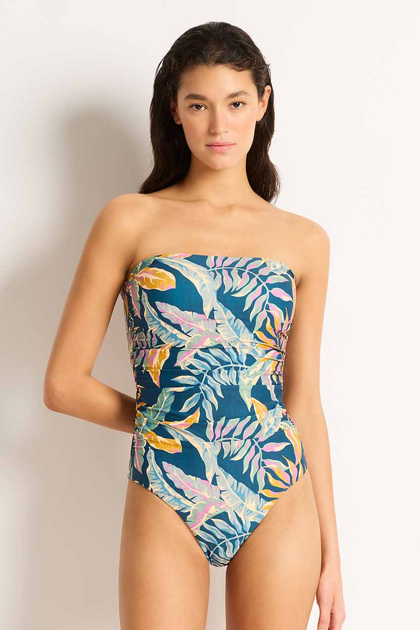 Monte and Lou Ruched Bandeau One Piece - Huahine