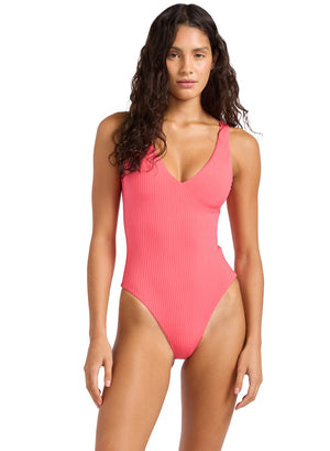 Seafolly Deep V Neck One Piece - Sun Shimmer