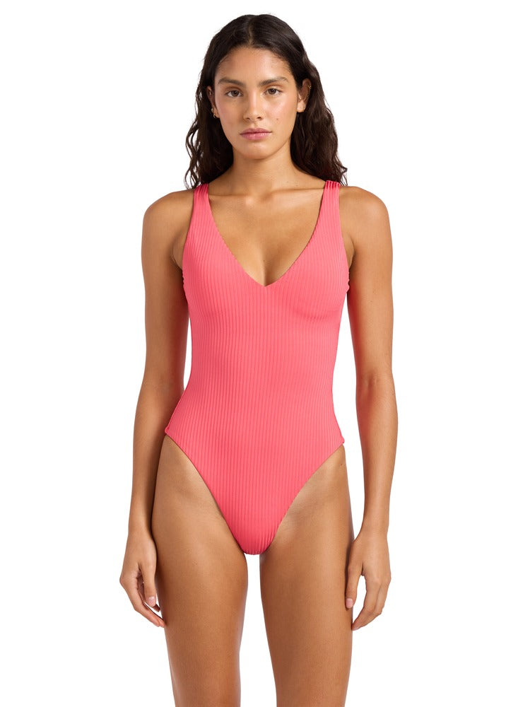 Seafolly Deep V Neck One Piece - Sun Shimmer
