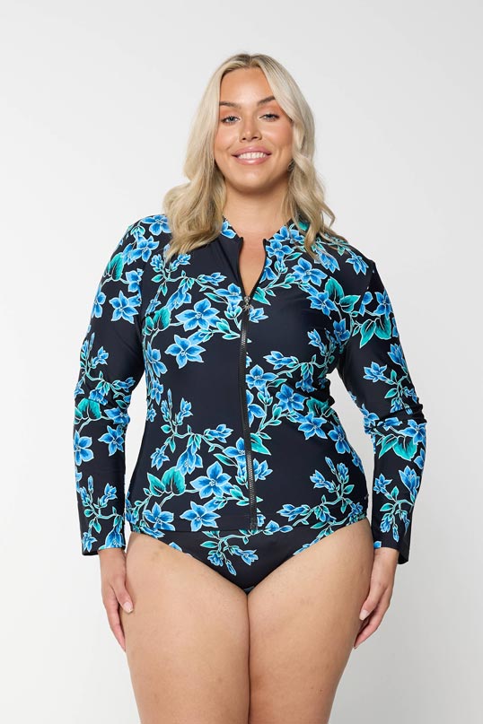 Capriosca Long Sleeve Rash Vest - Bahamas Blue