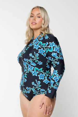 Capriosca Long Sleeve Rash Vest - Bahamas Blue
