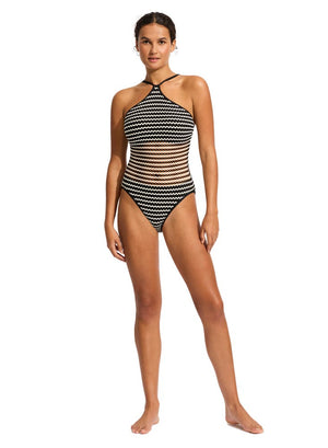 Seafolly DD High Neck One Piece - Mesh Effect