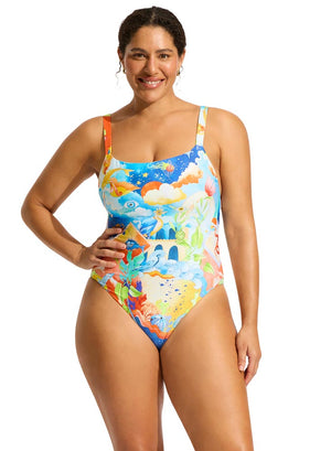 Seafolly Square Neck One Piece - Aquarius