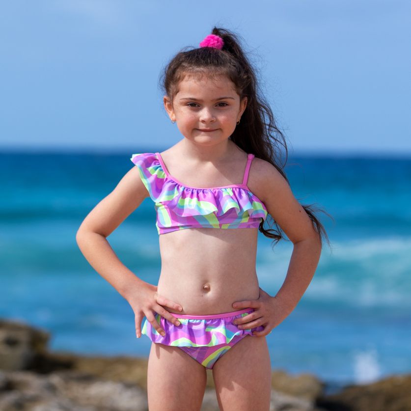 Salty Ink Little Girls One Shoulder Bikini Set - Miss Sea Princess