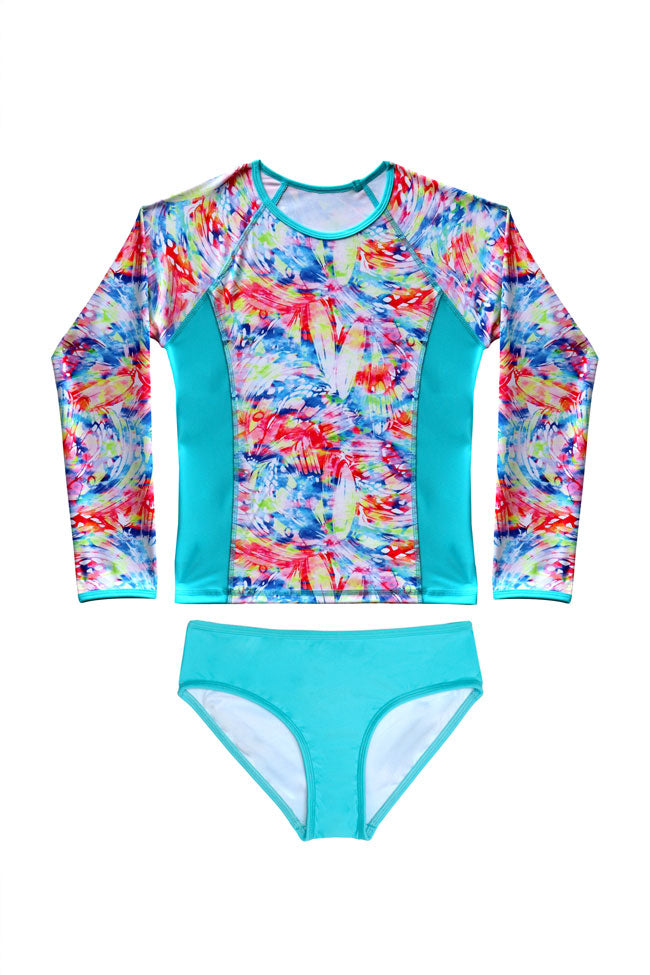 Salty Ink Girls Long Sleeve Rashvest Set - Cosmik Crush